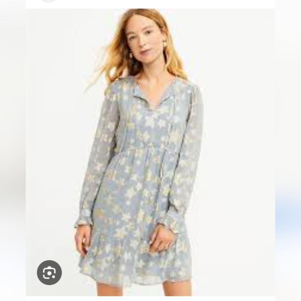 LOFT Gray and Gold Star Patterned Dress - Picture 2 of 10